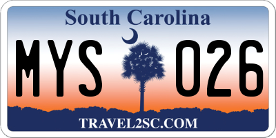 SC license plate MYS026