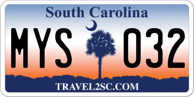 SC license plate MYS032