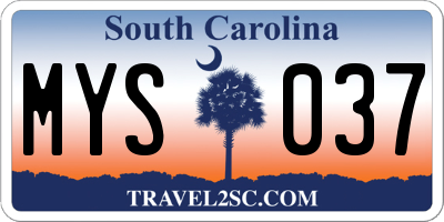 SC license plate MYS037
