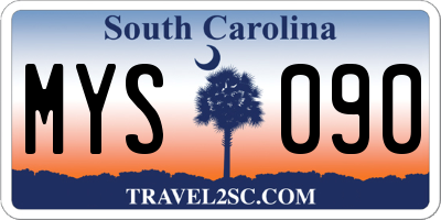 SC license plate MYS090