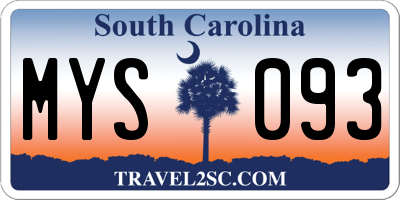 SC license plate MYS093