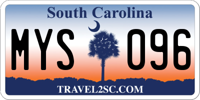 SC license plate MYS096