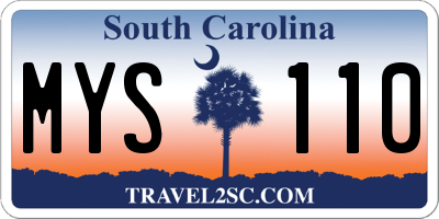 SC license plate MYS110