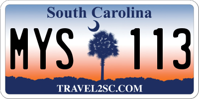 SC license plate MYS113