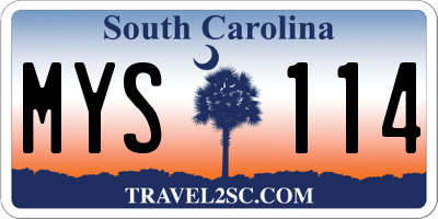 SC license plate MYS114
