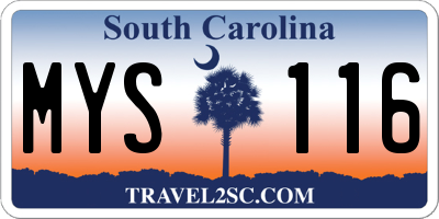 SC license plate MYS116