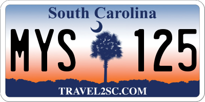 SC license plate MYS125