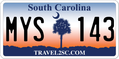 SC license plate MYS143