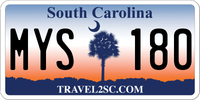 SC license plate MYS180