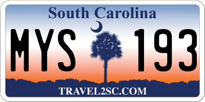 SC license plate MYS193