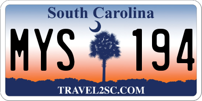 SC license plate MYS194