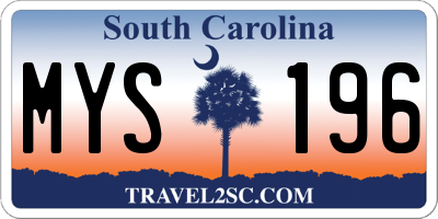 SC license plate MYS196