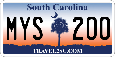 SC license plate MYS200