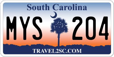 SC license plate MYS204