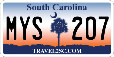 SC license plate MYS207