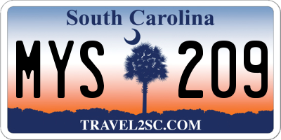 SC license plate MYS209