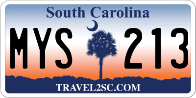 SC license plate MYS213