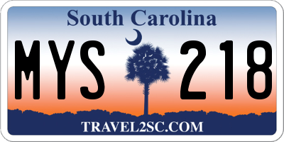SC license plate MYS218
