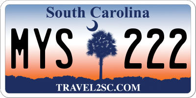 SC license plate MYS222