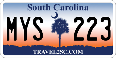 SC license plate MYS223