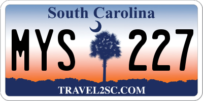 SC license plate MYS227