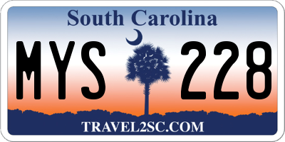 SC license plate MYS228