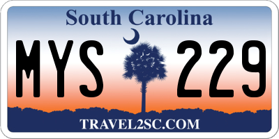 SC license plate MYS229