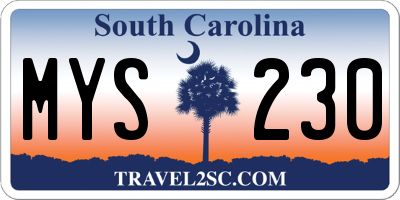 SC license plate MYS230