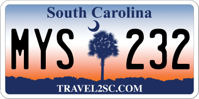 SC license plate MYS232