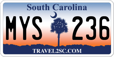 SC license plate MYS236