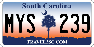 SC license plate MYS239