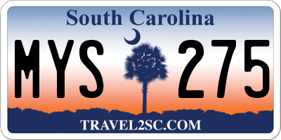 SC license plate MYS275