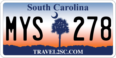 SC license plate MYS278