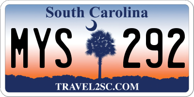 SC license plate MYS292