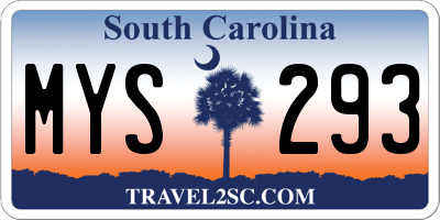 SC license plate MYS293