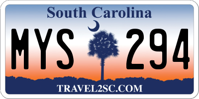SC license plate MYS294