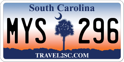 SC license plate MYS296