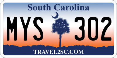 SC license plate MYS302