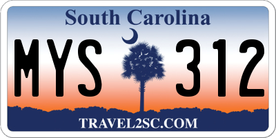 SC license plate MYS312