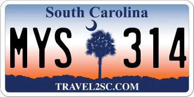 SC license plate MYS314