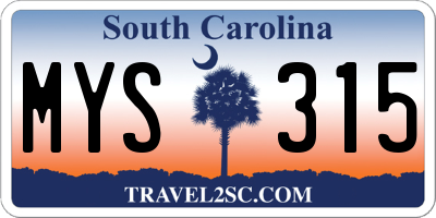 SC license plate MYS315