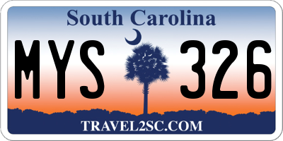 SC license plate MYS326