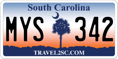 SC license plate MYS342