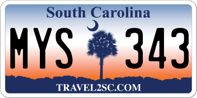 SC license plate MYS343