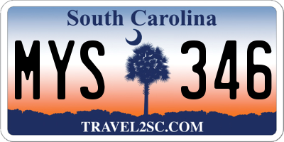 SC license plate MYS346
