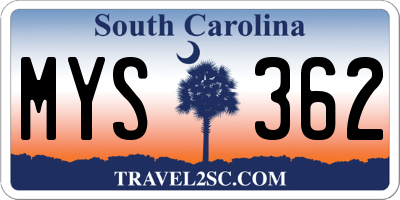SC license plate MYS362