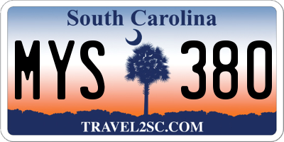 SC license plate MYS380