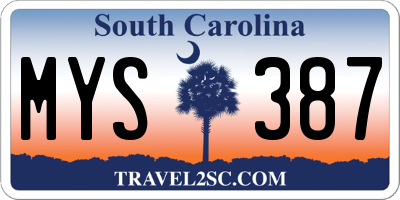 SC license plate MYS387