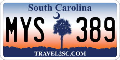 SC license plate MYS389