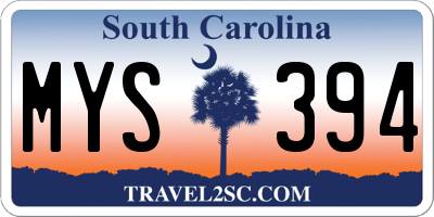 SC license plate MYS394